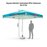 Parasols de marché carrés avec lambrequins – 3 m x 3 m