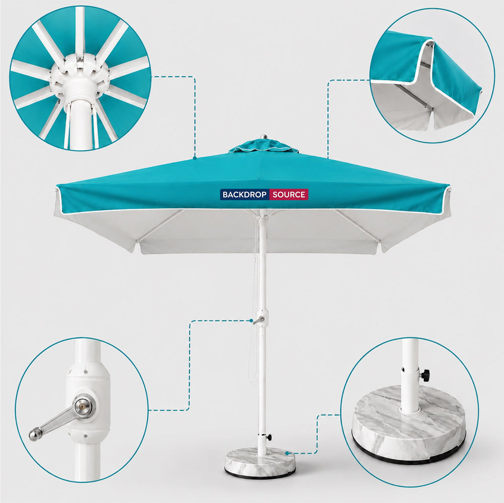 Parasols de marché carrés avec lambrequins – 3 m x 3 m