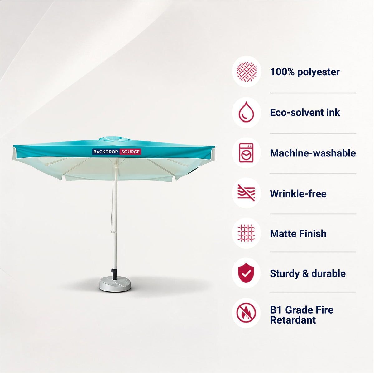 Parasols de marché carrés avec lambrequins – 3 m x 3 m