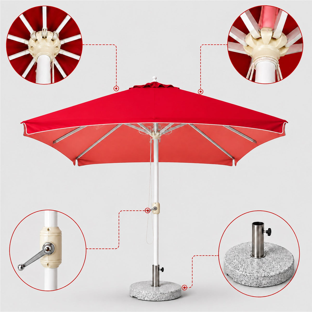 Parasols de marché carrés – 3 m x 3 m
