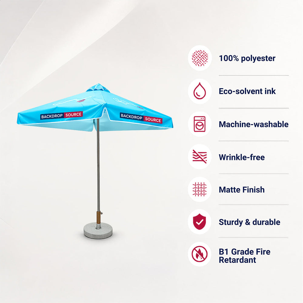 Parasol de terrasse carré avec volant – 2 m x 2 m
