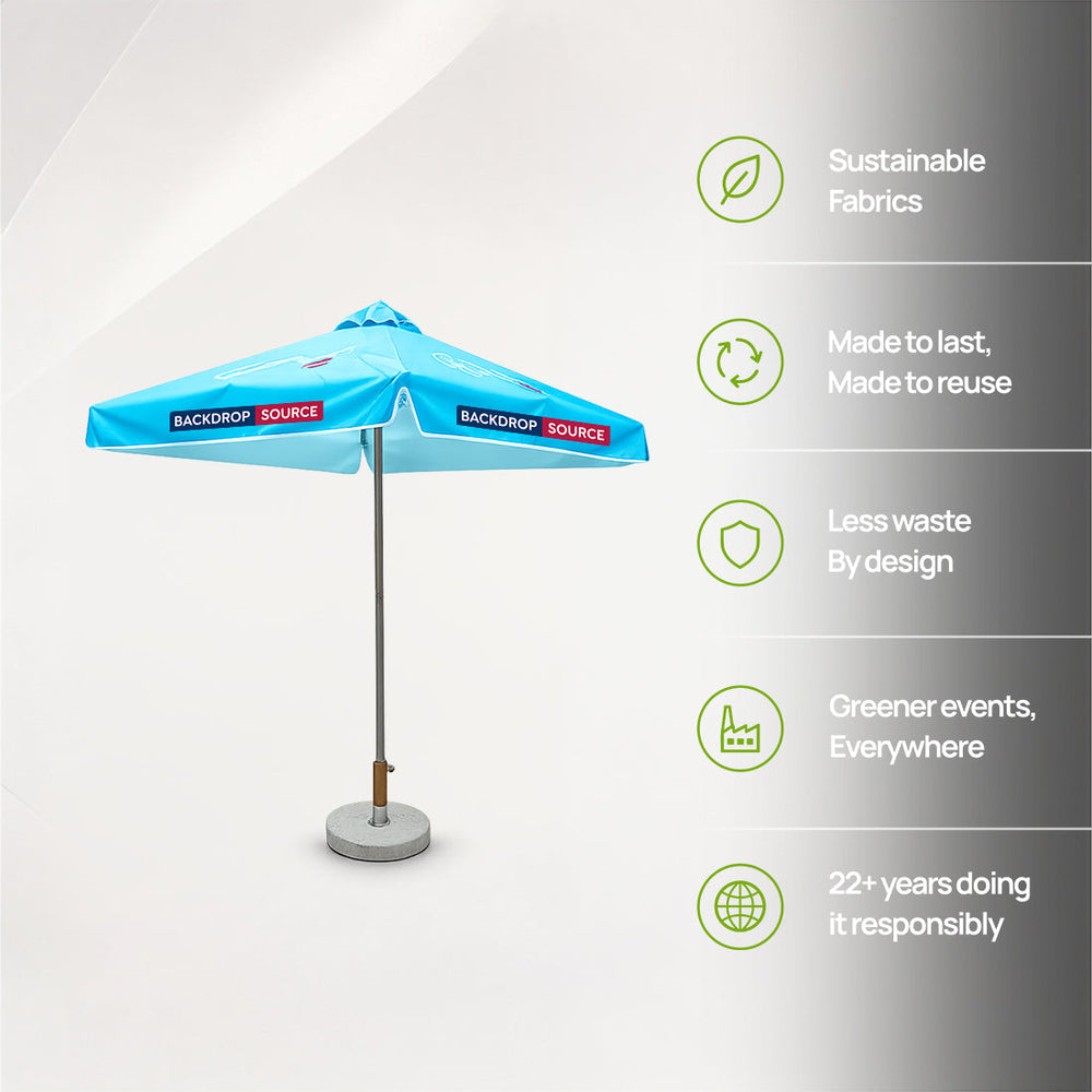 Parasol de terrasse carré avec volant – 2 m x 2 m