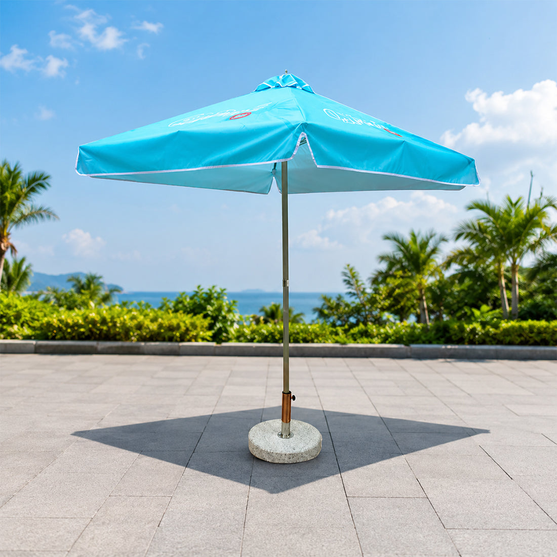Parasol de terrasse carré avec volant – 2 m x 2 m