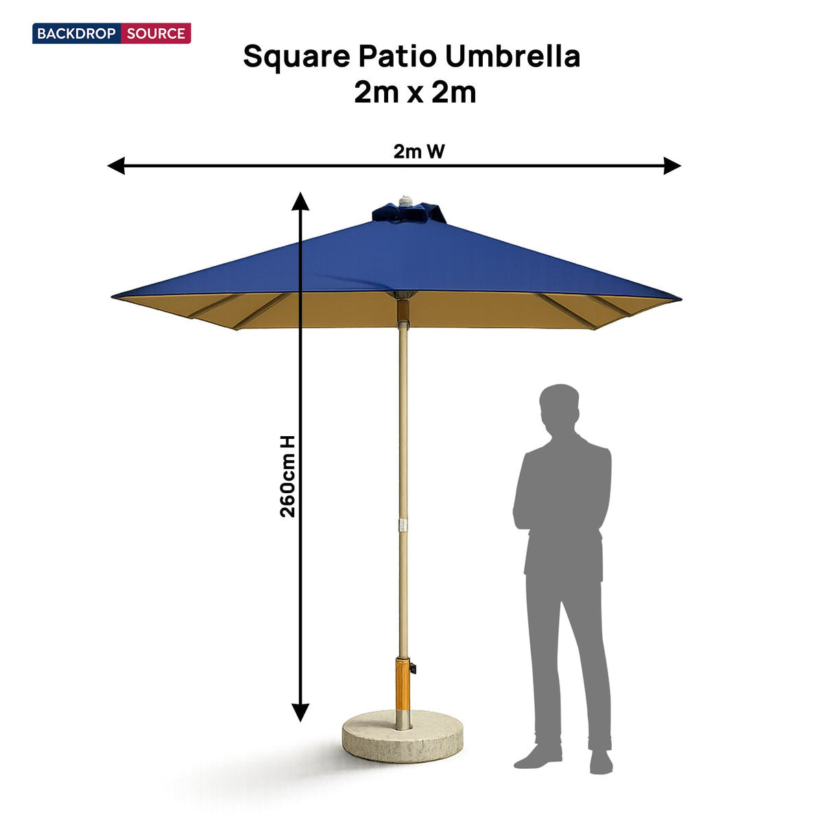 Parasol de terrasse carré – 2 m x 2 m