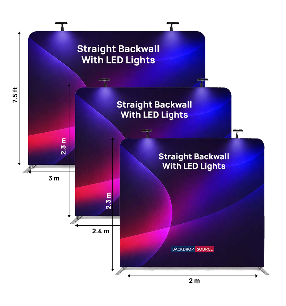 Mur d'images droit Premium en tissu avec spots LED