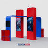 6x3m Booth Kit with 3D Media Walls, Square TV Arch & 2 Counters