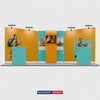 6x3m Booth Kit with Inclined Walls, L-Arch TV Mount & 2 Counters