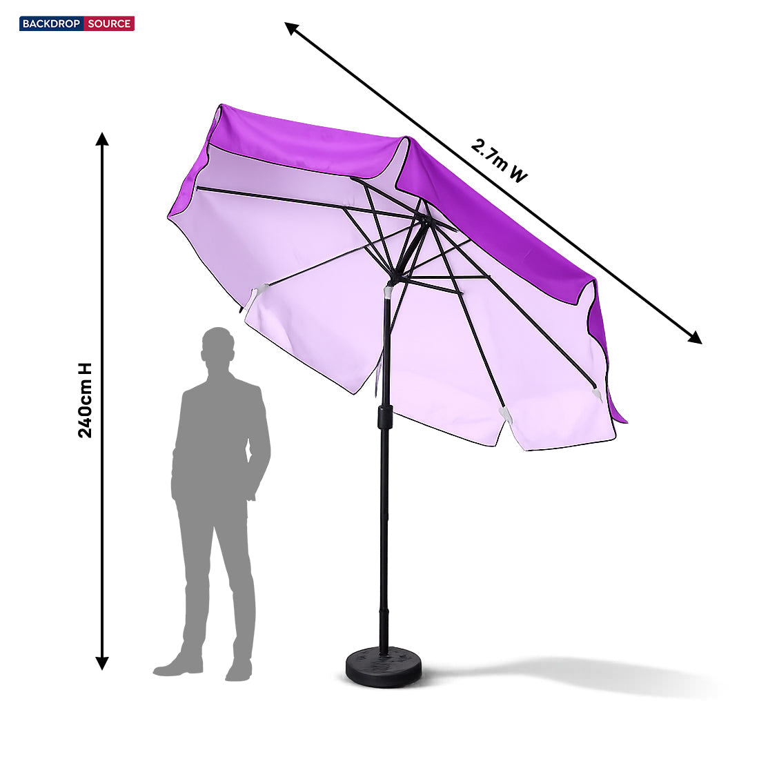 Parasols inclinables avec volant (structure en fer) – 2,7 m x 2,7 m
