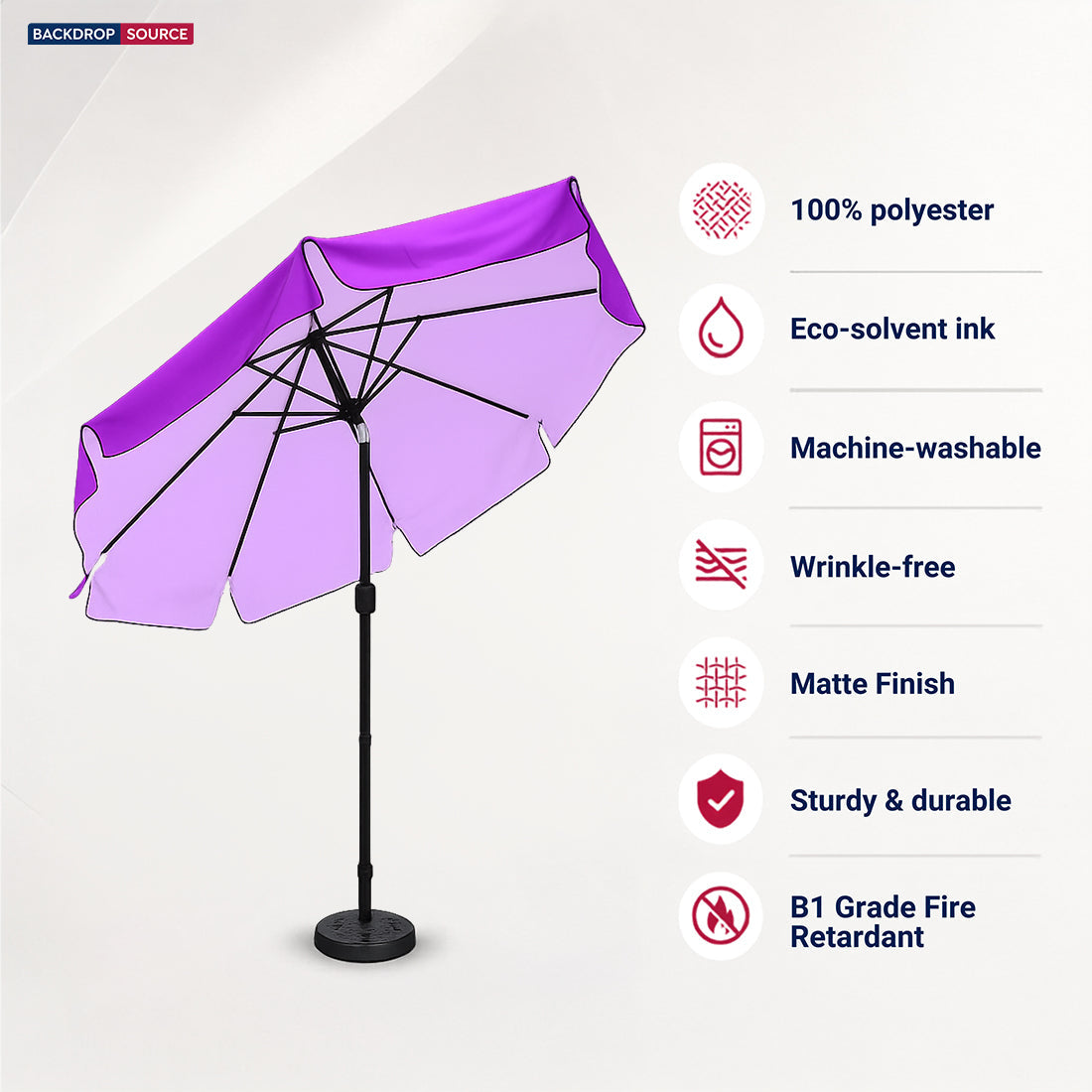 Parasols inclinables avec volant (structure en fer) – 2,7 m x 2,7 m