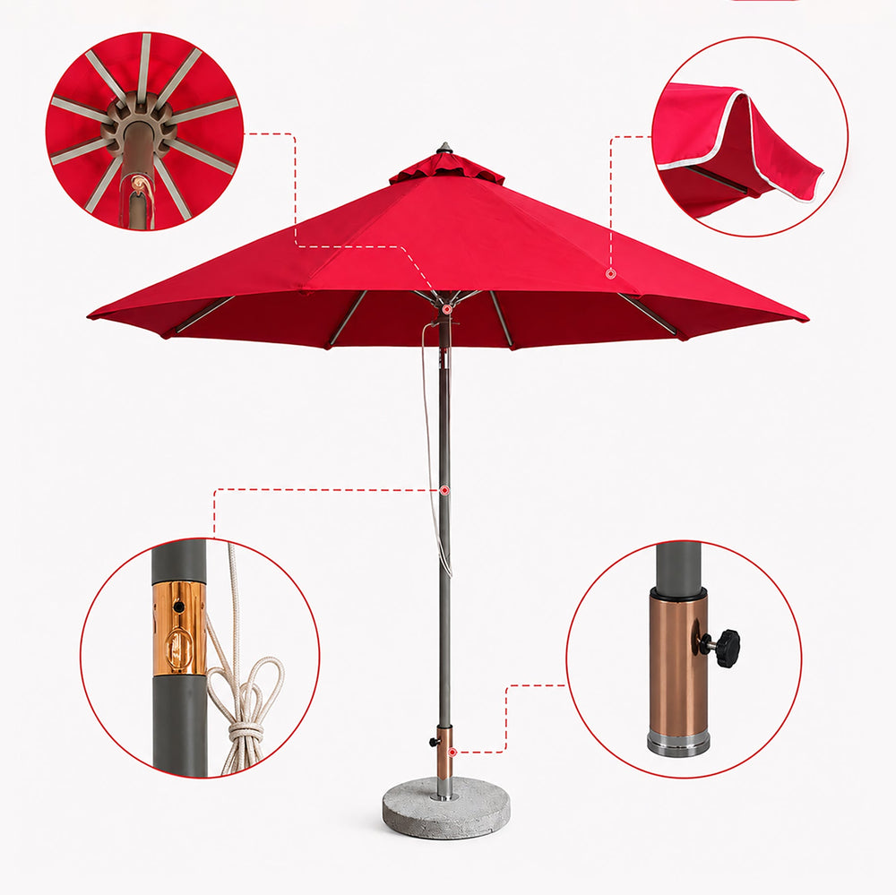 Parasols inclinables – 2,7 m x 2,7 m