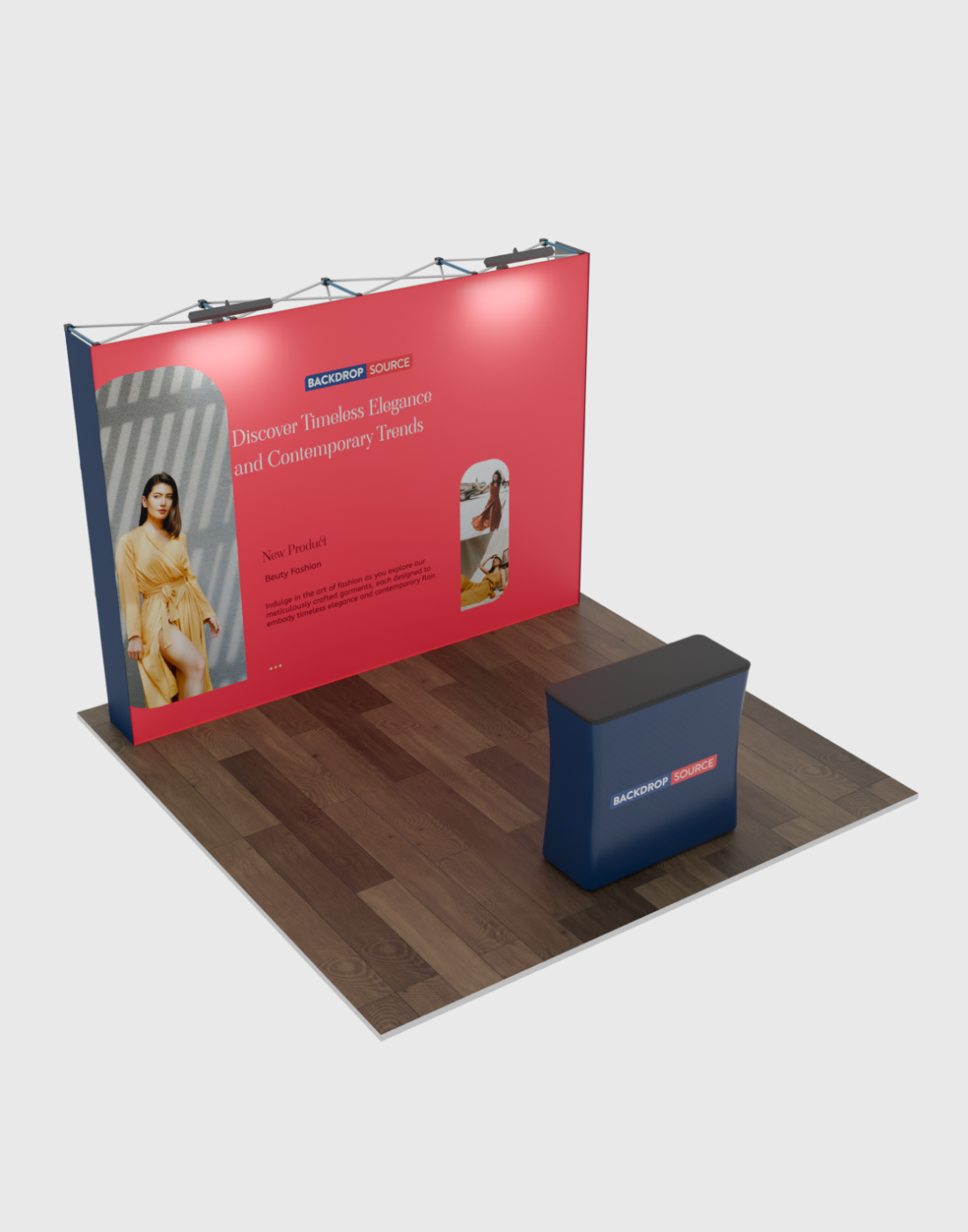 Kit d'exposition pliable droit 3 m x 3 m Pro 3-en-1 avec éclairage Illume