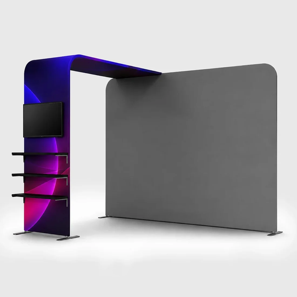 Stand portable en tissu en forme de L avec étagère et support TV