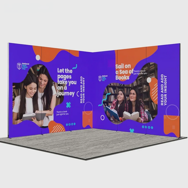Kit de stand en L pliable SEG de 3 m avec 3 panneaux latéraux
