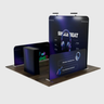 Kit de stand ultime 3m x 3m avec mur de fond, parois latérales, comptoir et éclairage