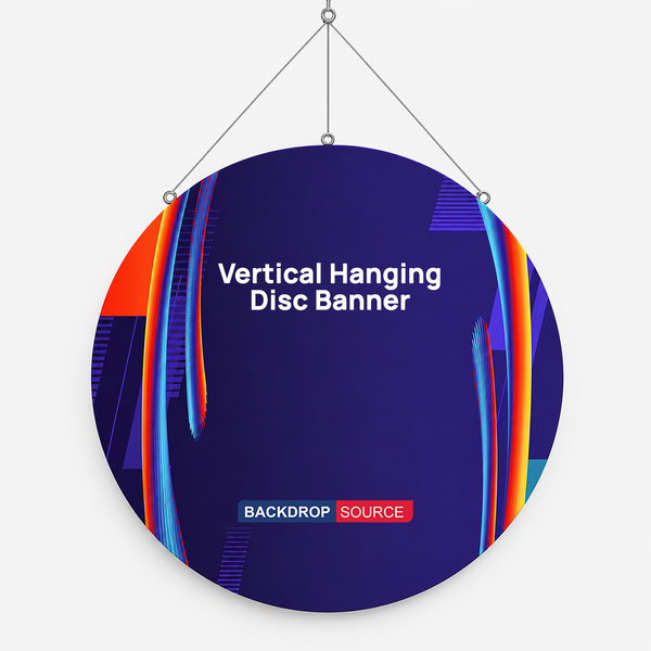 Bannière suspendue verticale en forme de disque