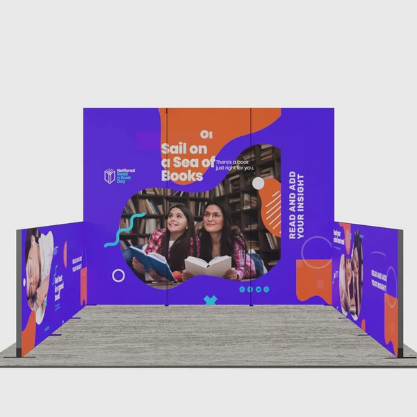 Kit de stand SEG pliable de 3 m avec mur en forme de U et 6 parois latérales
