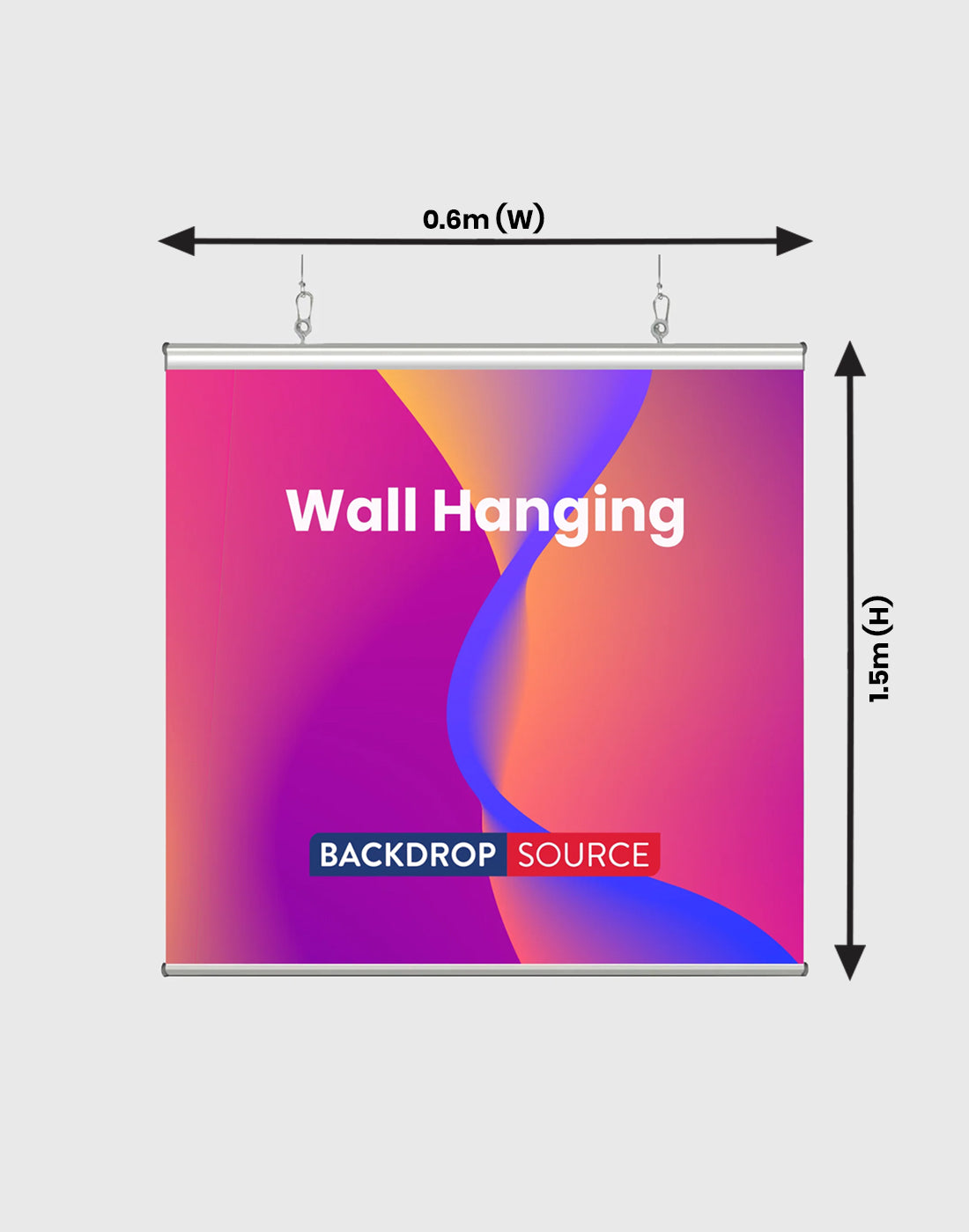 Retractable wall backdrop with clips (custom options)