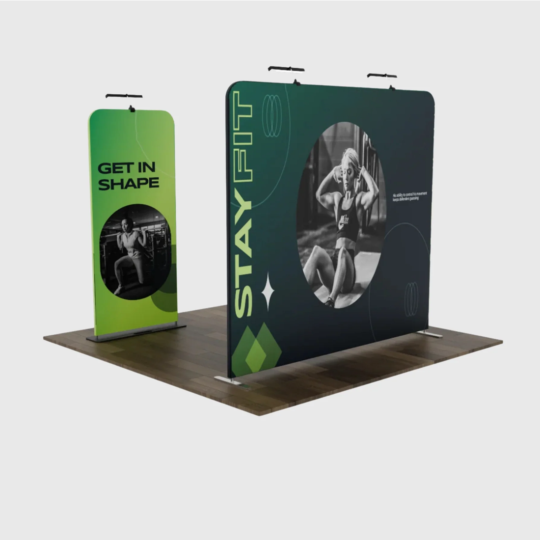 EZ Exhibit Essentials: 3mx3m Booth Kit with Backwall and Banner Stand