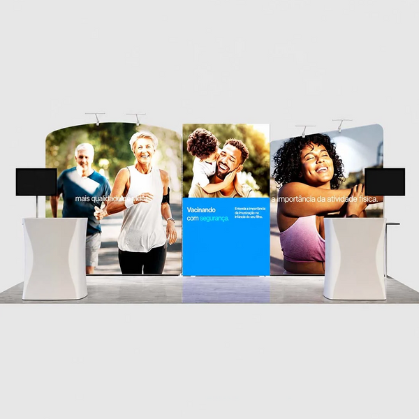 Kit de stand arche incurvée 3x6m avec 2 comptoirs LED