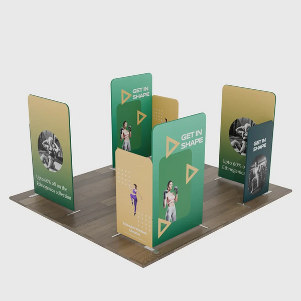Mur de stand en tissu magnétique 6x6m avec 8 panneaux droits