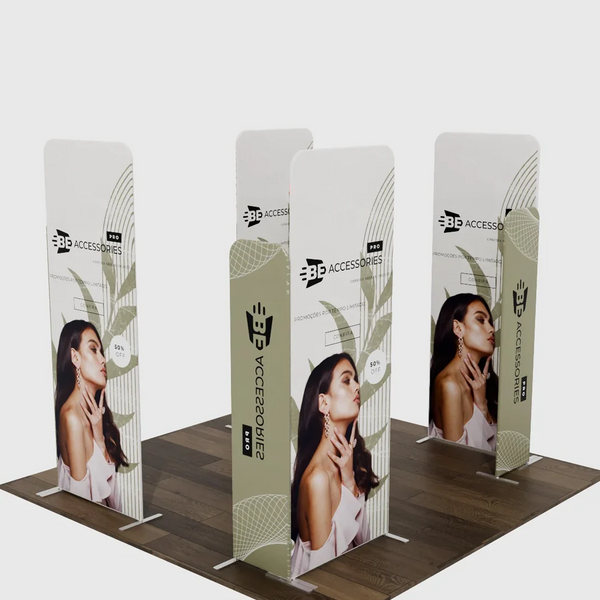 Mur de stand en tissu magnétique 4x3m avec 8 panneaux