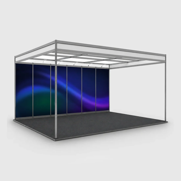 Graphismes pour stand d'exposition modulaire de 6 m de large sur 3 m de profondeur