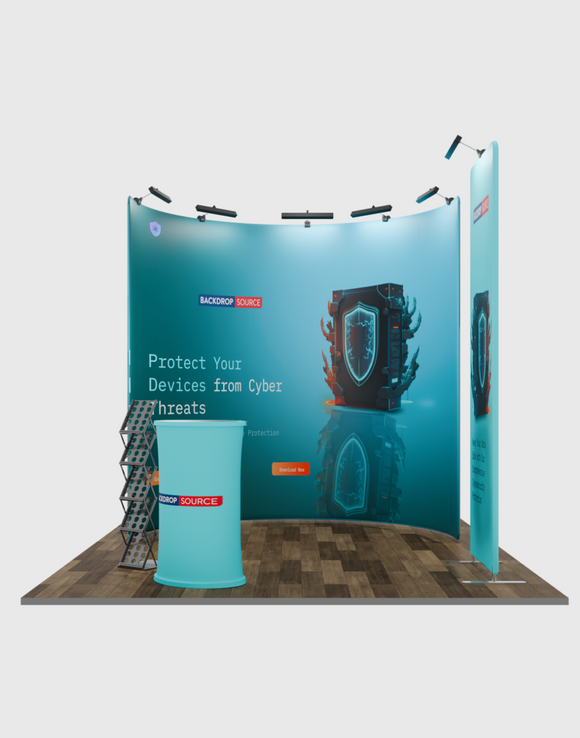 Modular U-shaped exhibition kit for 3m wide stands