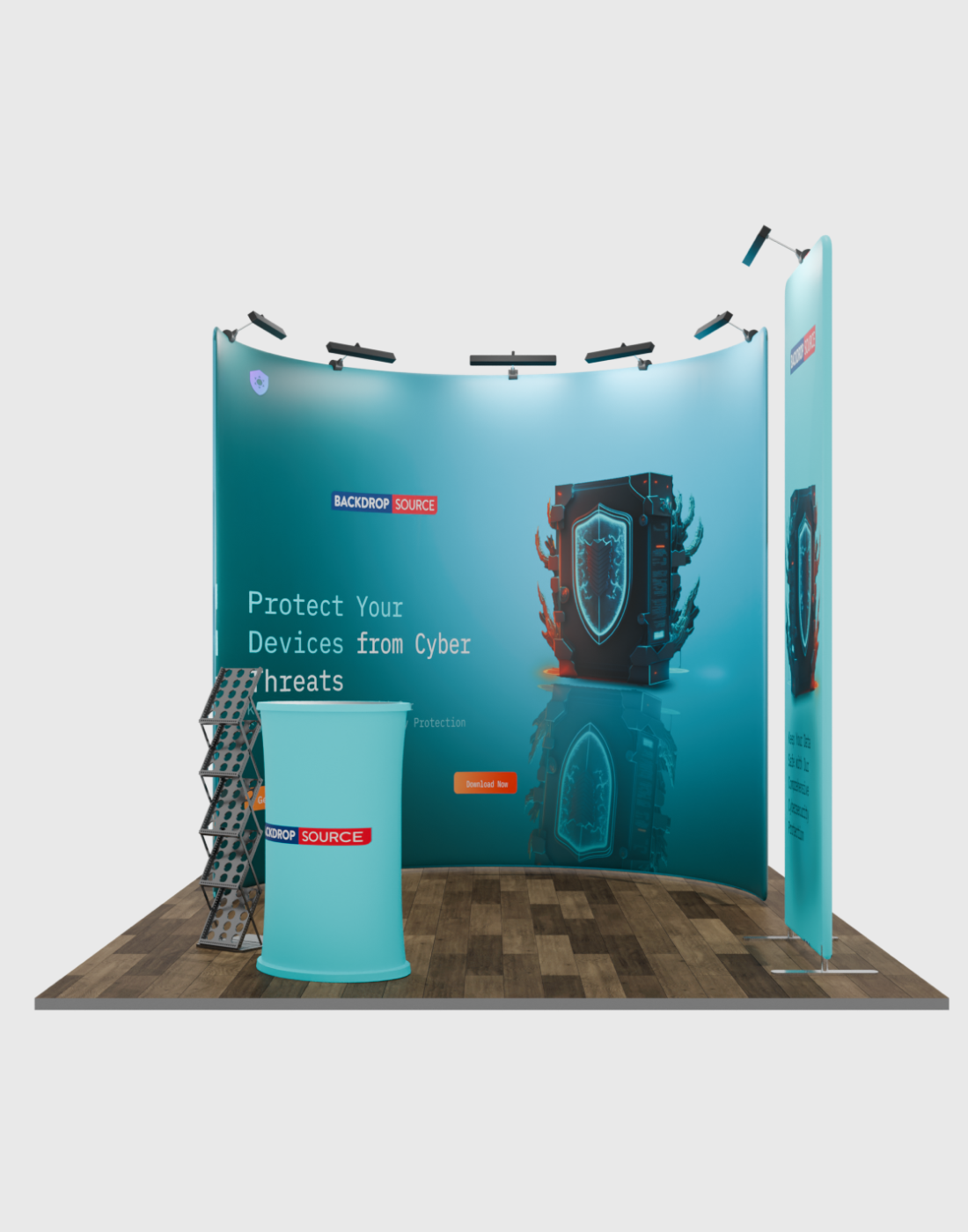 Kit d'exposition modulaire en U pour stands de 3 m de large