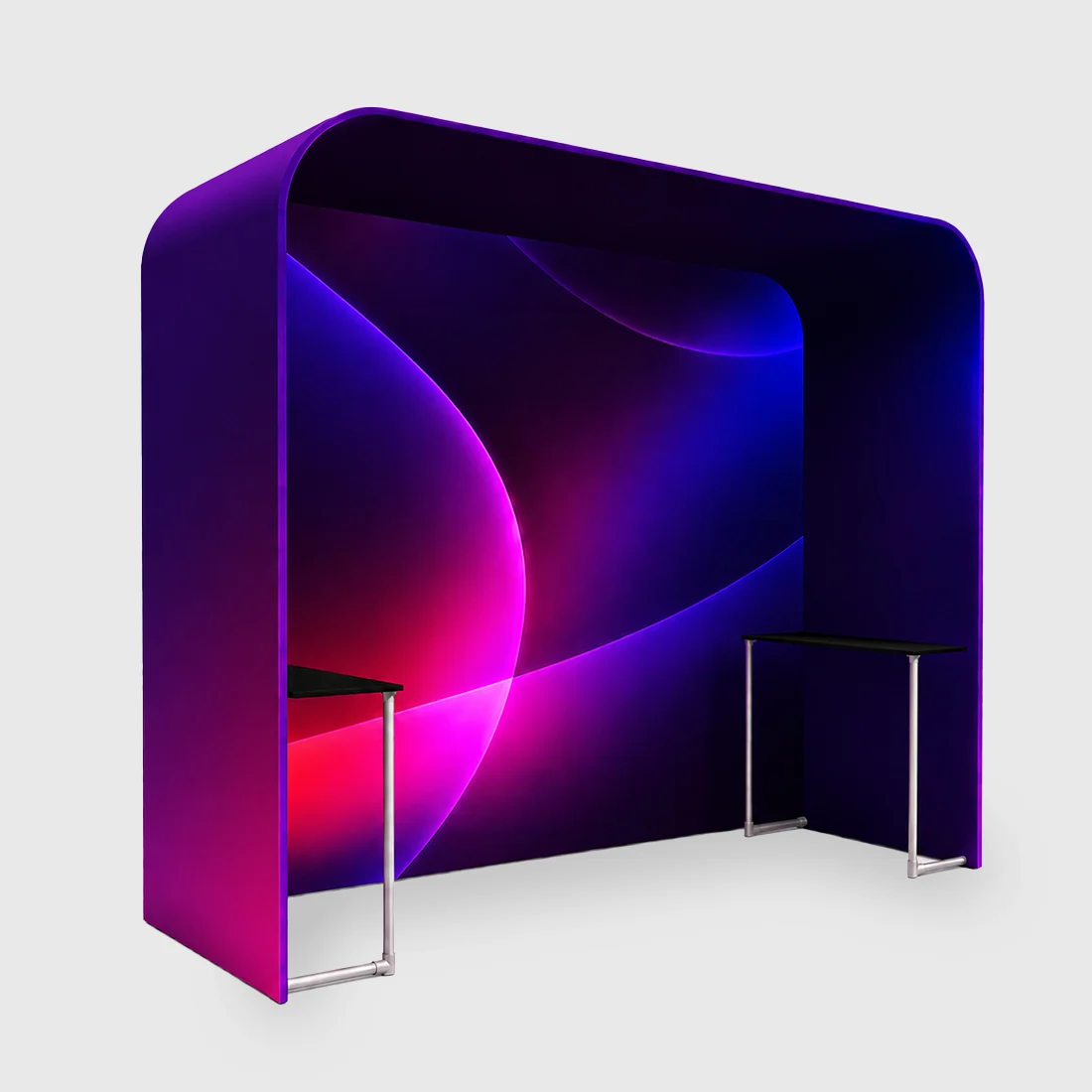 Square Arch Fabric Trade Show Booth with Built-In Shelf