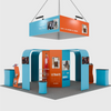 6x6m Island Booth with 8-Sided Tower, TV Arches & iPad Stands