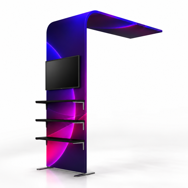 Stand portable en tissu en forme de L avec étagère et support TV