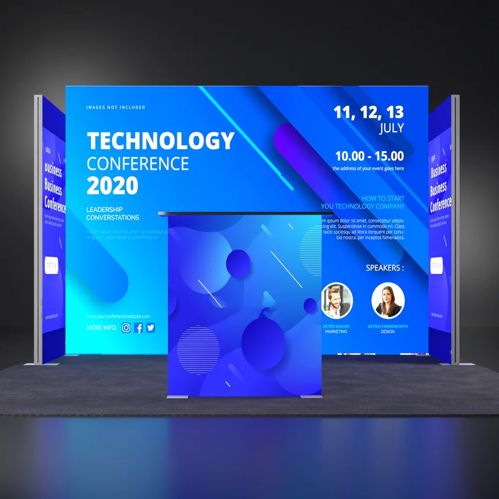 Backlit SEG Three-Wall Booth Kit with Lightbox Counter