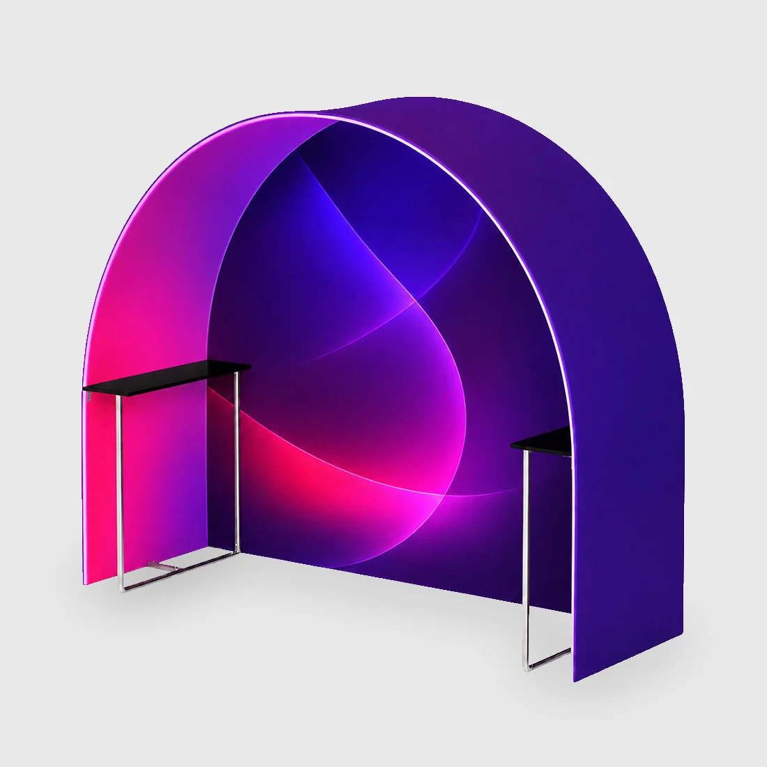 Round Fabric Arch Exhibition Booth with Built-In Shelf