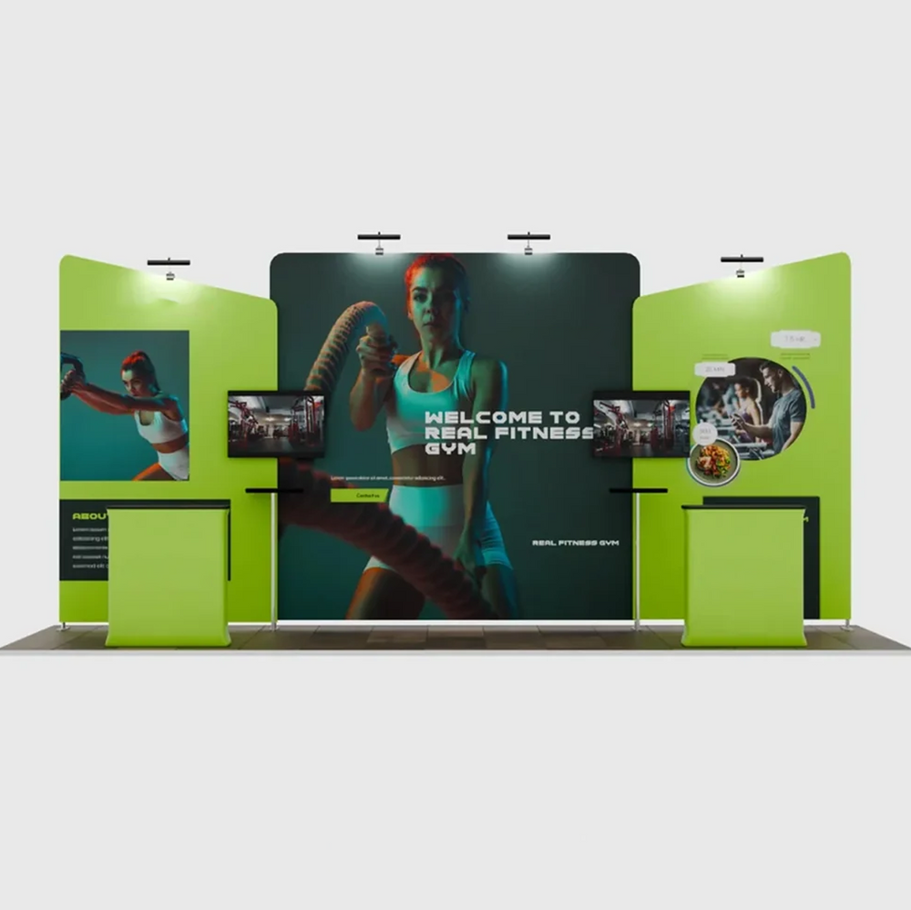 6x3m Booth Kit with Straight Centre Wall & Inclined Side Walls