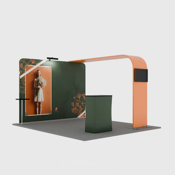 Kit d'exposition Economy L Arch avec support TV pour stands de 3 m de large