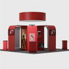 6x6m Island Booth with Circular Banner, TV Arches & 4 Counters
