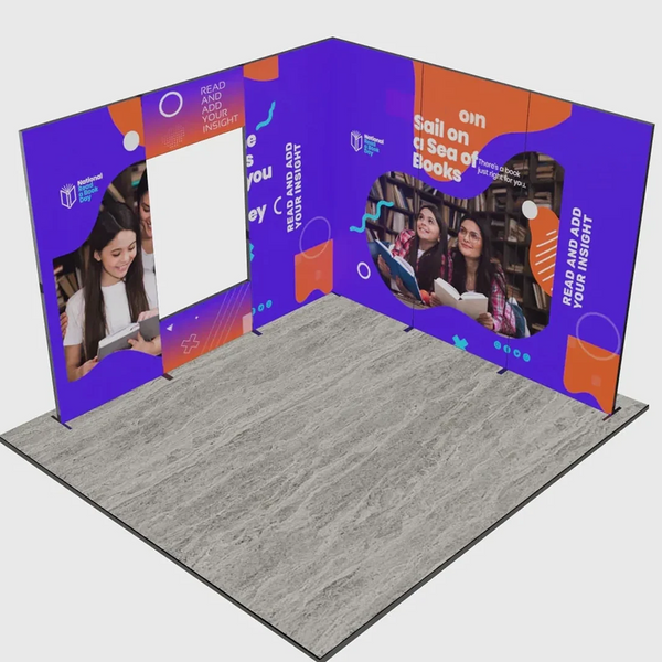 Kit de stand parapluie SEG pliable de 3 m avec retours latéraux courts