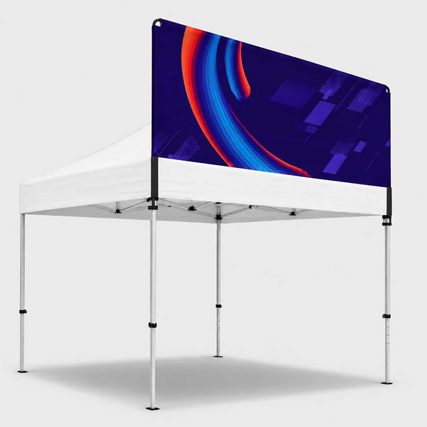 Banderole publicitaire pour auvent en tissu imprimé