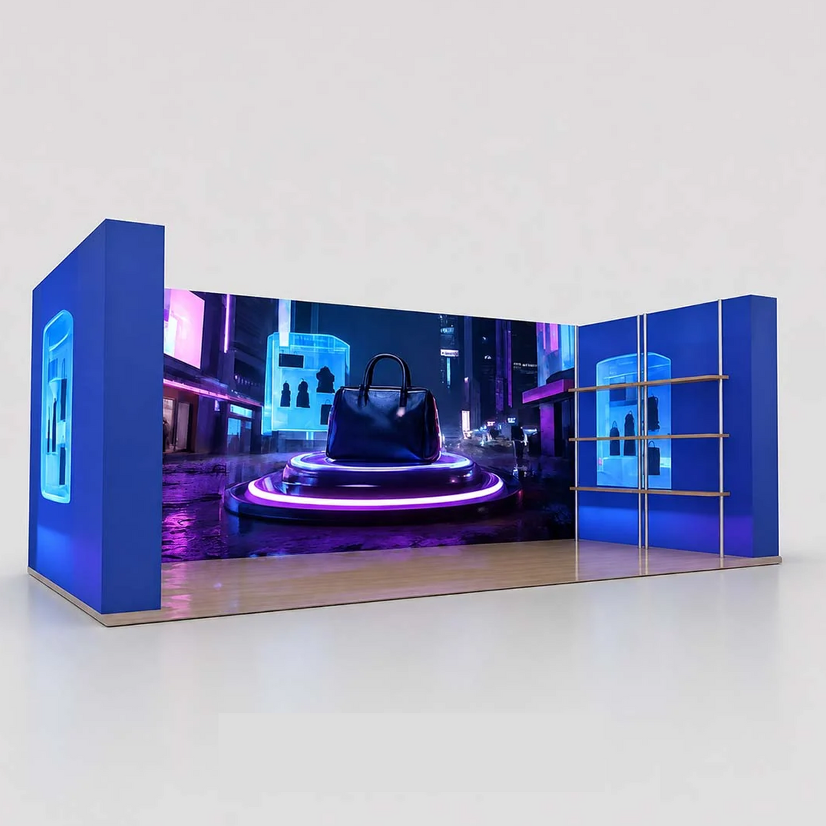 3x6m 3D Media Wall Booth Kit with 12 Display Shelves