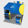 3x3m Booth Kit with L-Shape TV Shelf Tower & Counter