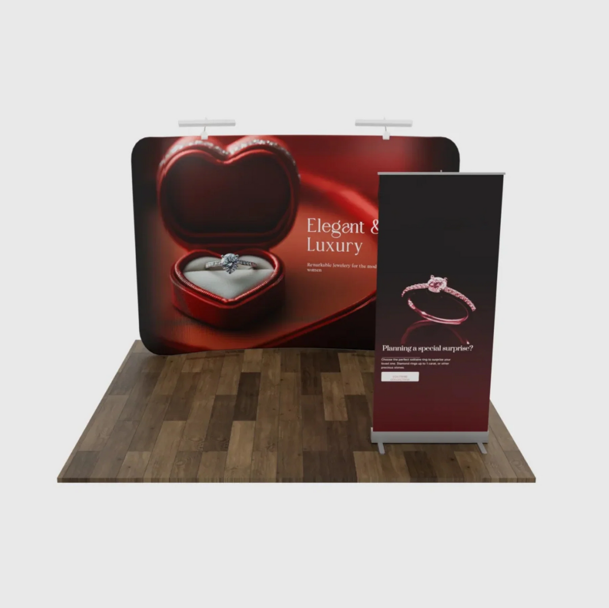 3x3m Trade Show Booth Kit with Backwall & Roll-Up Banner Stand