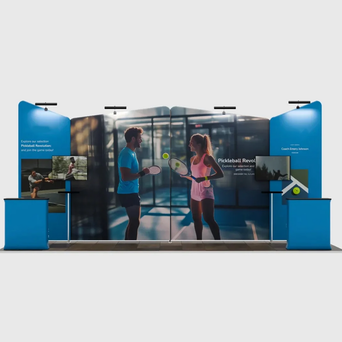 6x3m Booth Kit with Four Inclined Walls & 2 Counters