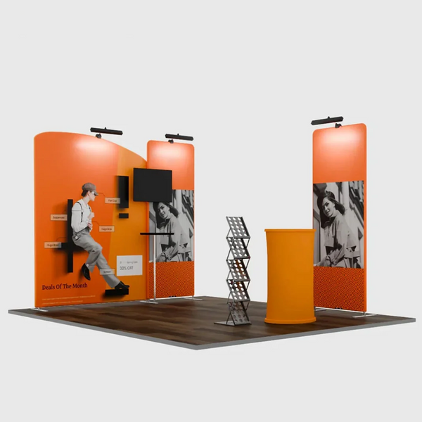 Kit de stand d'exposition modulaire premium de 3 m de large avec support TV