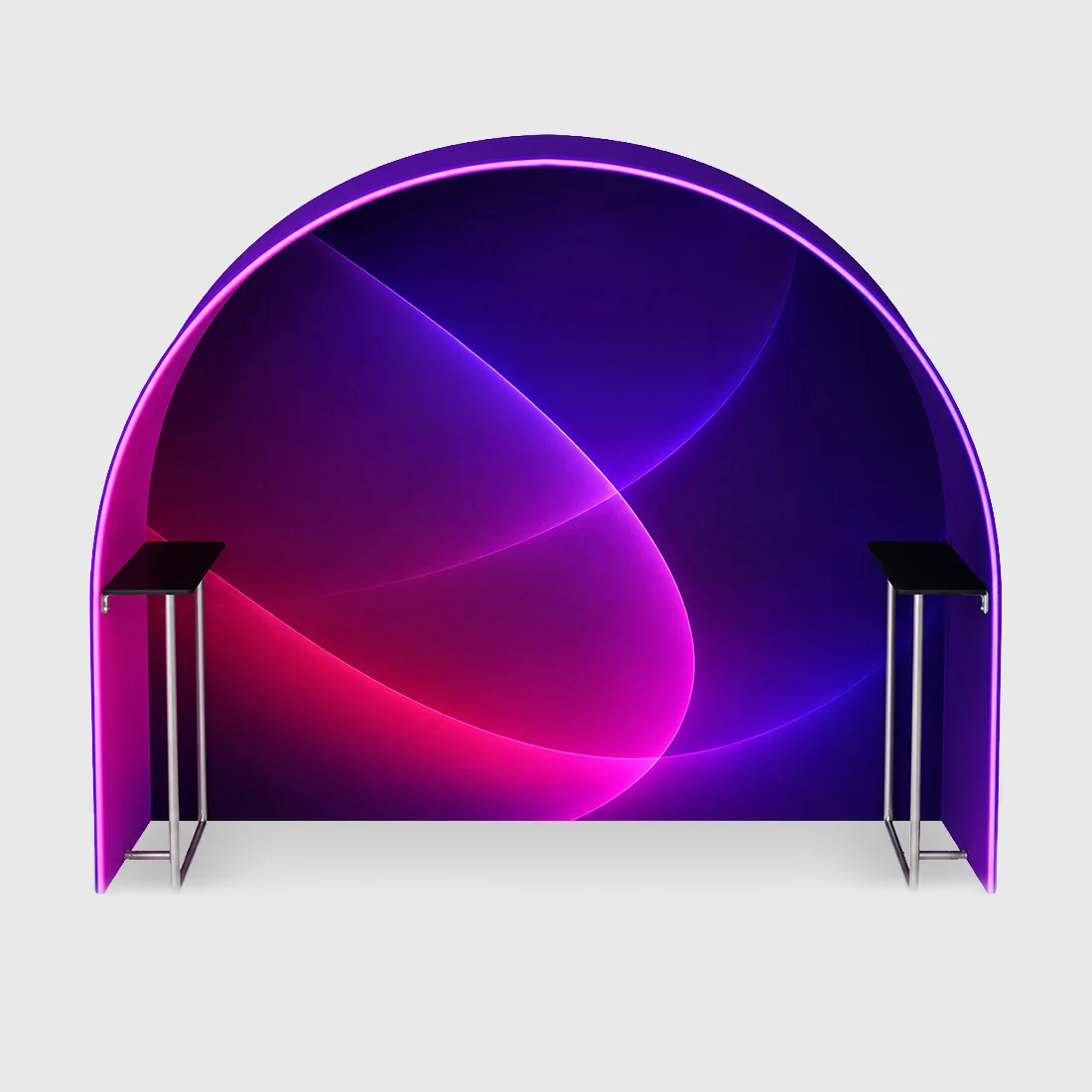Round Fabric Arch Exhibition Booth with Built-In Shelf
