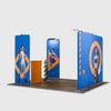 3x3m Booth Kit with Backwall, 2 Banners, TV Shelf & Oval Counter