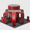 6x6m Island Booth with Circular Banner, TV Arches & 4 Counters