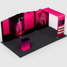 3x6m Booth Kit with Inclined Walls, L-Shape TV Tower & Counter