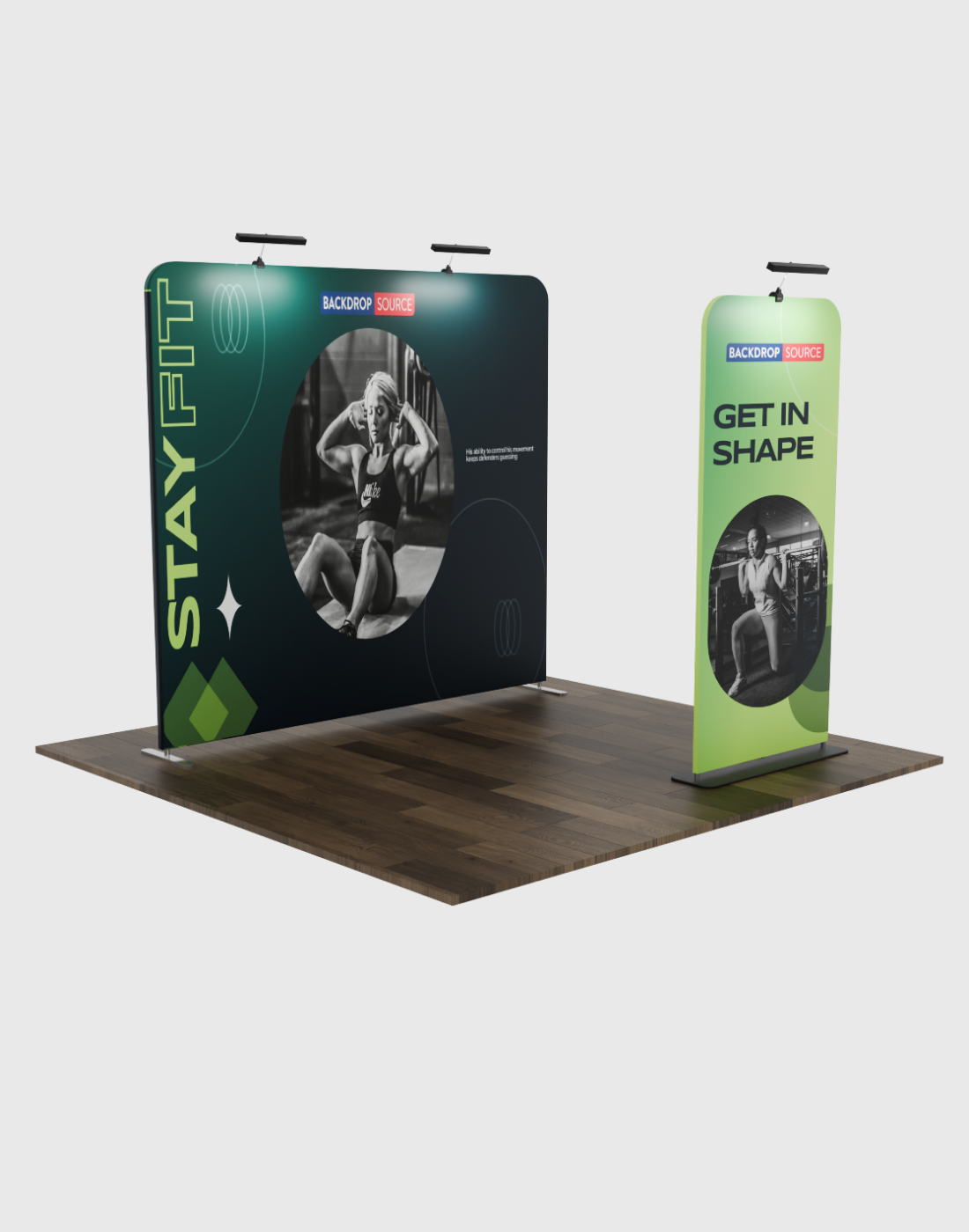Essentiels pour salon EZ : Kit de stand 3mx3m avec mur arrière et porte-bannière