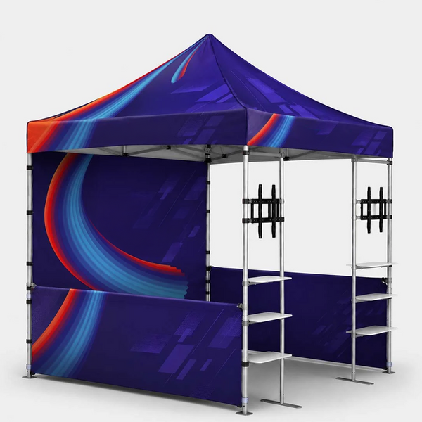 Kit d'auvent en tissu 3 m x 3 m avec étagères et supports TV