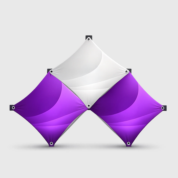 Présentoir pop-up triangulaire grand format en tissu GeoMetrix